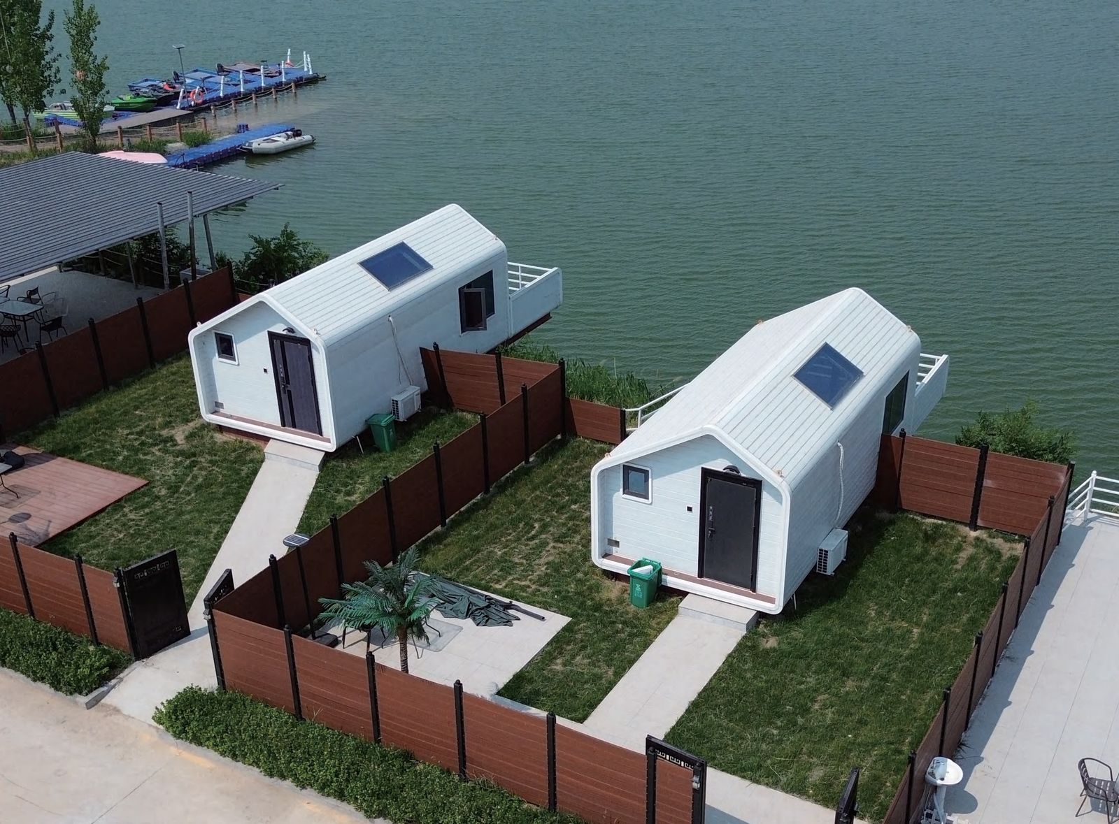 Waterfront modular cabins with private fenced yards
